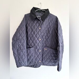 Barbour Quilted Jacket size UK 18 corduroy collar blue